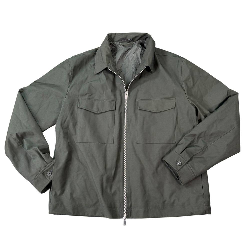 Zara Mens Full Zip Utility Green Jacket Size L
